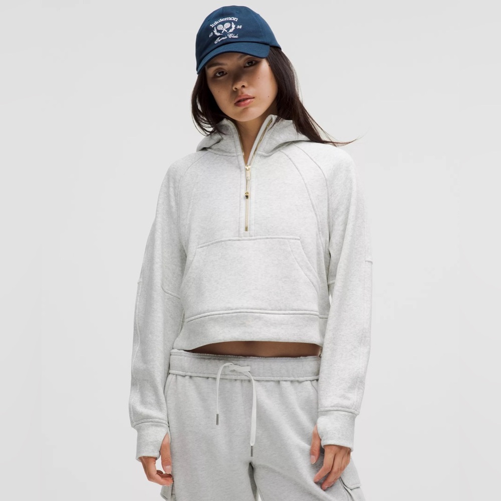 Lululemon Scuba Oversized Half-Zip Cropped Plush Hoodie Heathered Grey XL/XXL